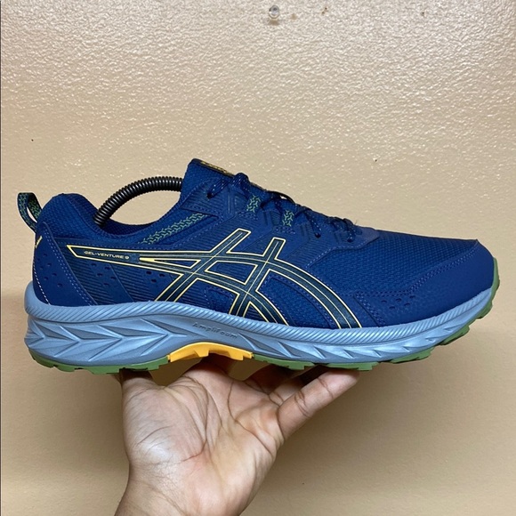 ASICS Gel-Venture 9 Men's Blue Yellow Gray Green Running Sneakers - Picture 6 of 17